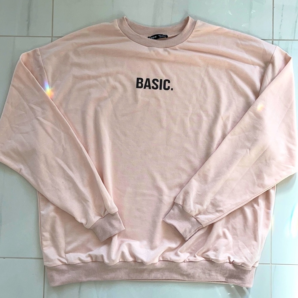 Shein Peach Oversized Sweatshirt with "Basic" Logo